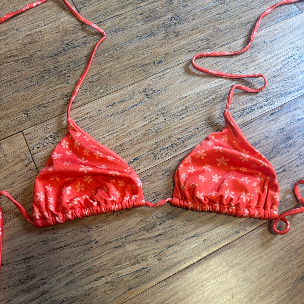 PacSun LA Hearts Red Triangle Bikini Top